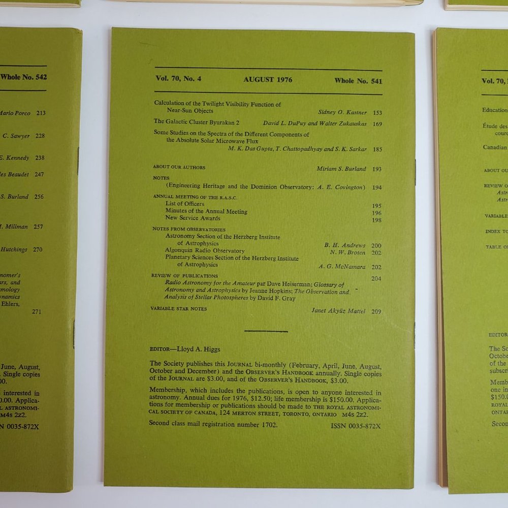 Vintage Journals of the Royal Astronomical Society of Canada Volume Set 70 1976 - Picture 7 of 9